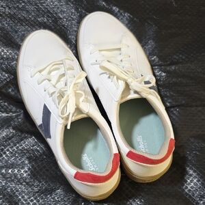 Dr. Scholl's White Sneakers with Navy and Red Details